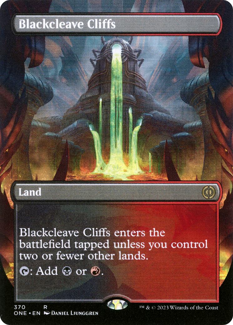 Blackcleave Cliffs (Borderless Alternate Art) [Phyrexia: All Will Be One] | Good Games Cannington