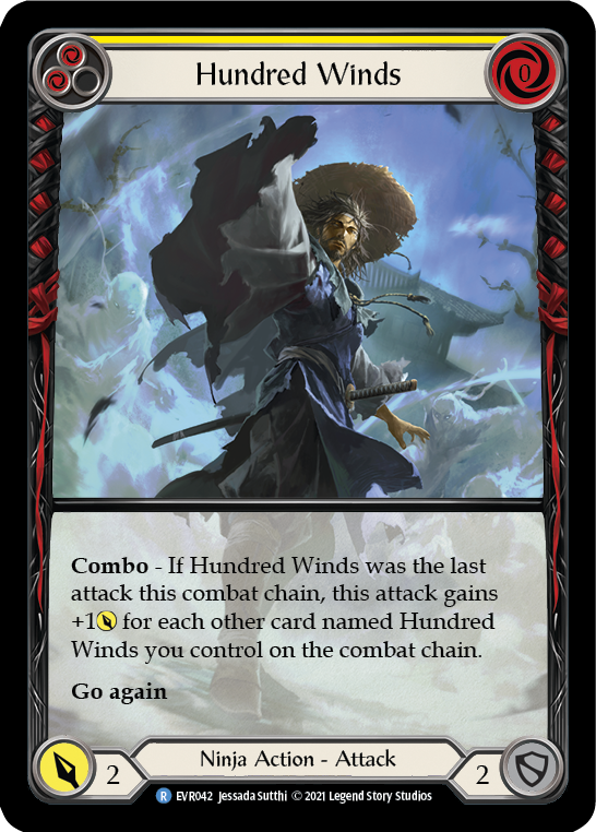 Hundred Winds (Yellow) [EVR042] (Everfest)  1st Edition Extended Art Rainbow Foil | Good Games Cannington