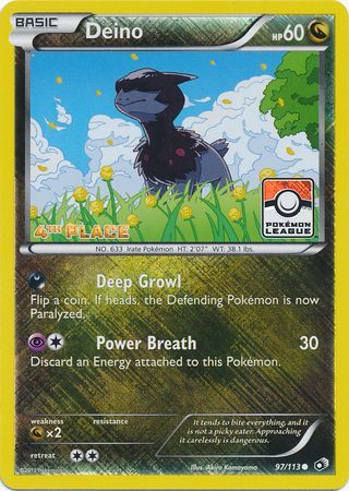 Deino (97/113) (League Promo 4th Place) [Black & White: Legendary Treasures] | Good Games Cannington