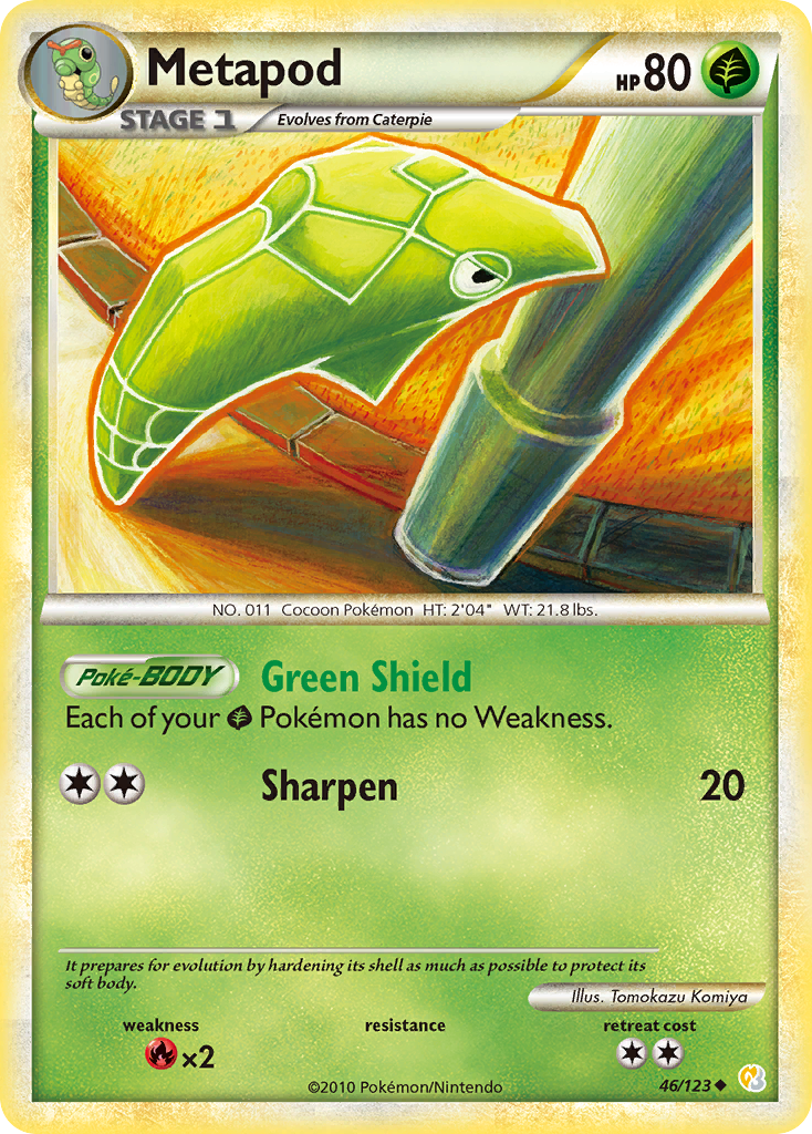 Metapod (46/123) [HeartGold & SoulSilver: Base Set] | Good Games Cannington