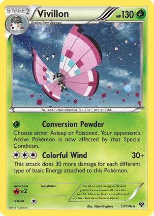 Vivillon (17/146) (Meadow Form/Pink Wings) (Cosmos Holo) [XY: Base Set] | Good Games Cannington
