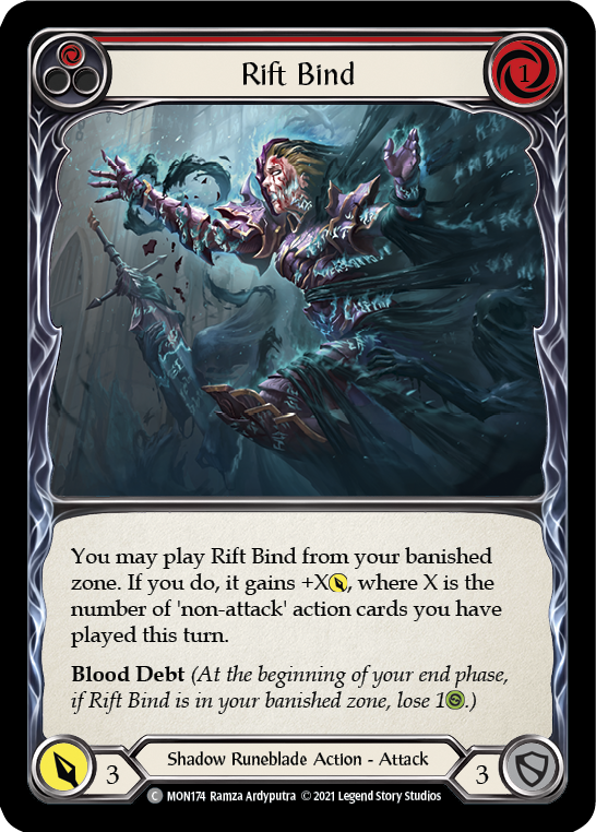 Rift Bind (Red) [MON174-RF] 1st Edition Rainbow Foil | Good Games Cannington