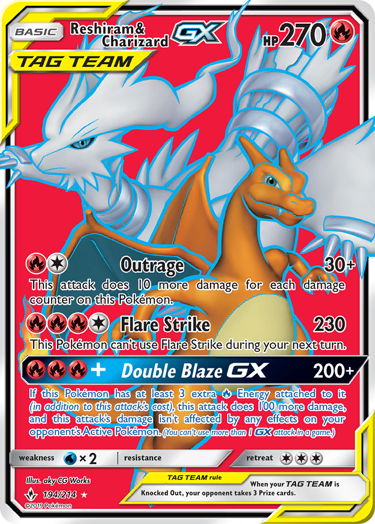 Reshiram & Charizard GX (194/214) [Sun & Moon: Unbroken Bonds] | Good Games Cannington