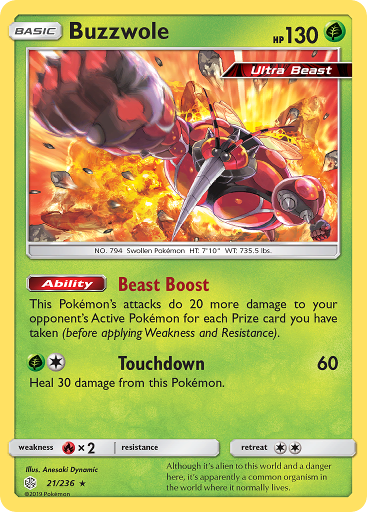 Buzzwole (21/236) [Sun & Moon: Cosmic Eclipse] | Good Games Cannington