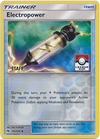 Electropower (172/214) (League Promo Staff) [Sun & Moon: Lost Thunder] | Good Games Cannington