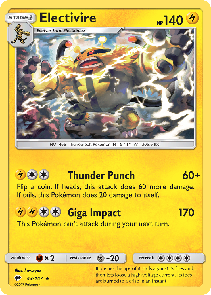Electivire (43/147) [Sun & Moon: Burning Shadows] | Good Games Cannington