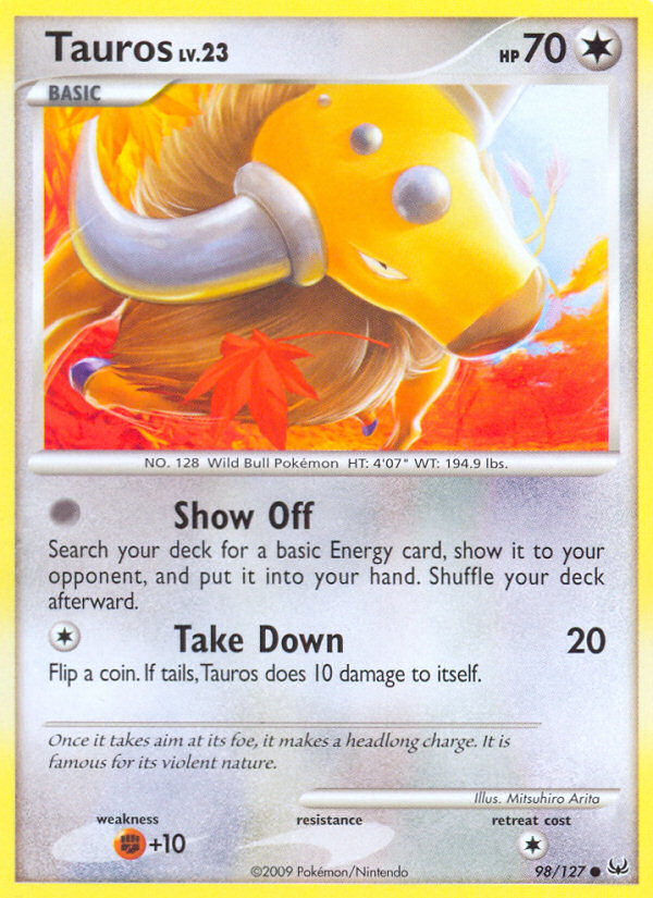 Tauros (98/127) [Platinum: Base Set] | Good Games Cannington