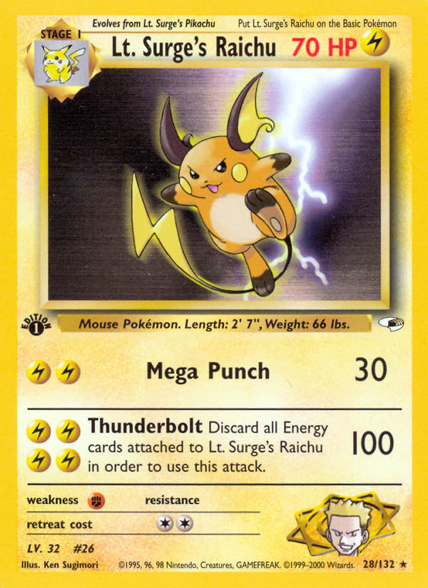 Lt. Surge's Raichu (28/132) [Gym Heroes 1st Edition] | Good Games Cannington