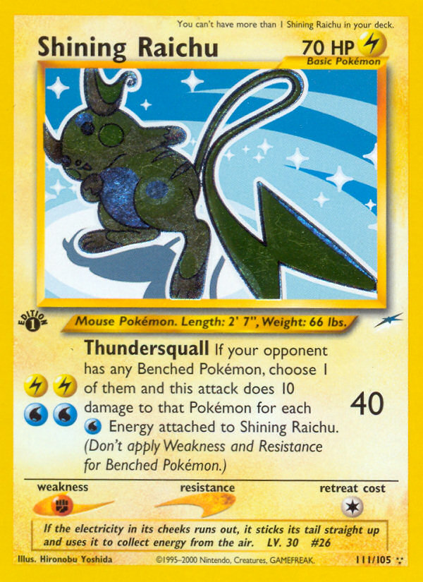 Shining Raichu (111/105) [Neo Destiny 1st Edition] | Good Games Cannington