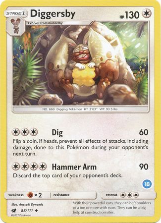 Diggersby (88/111) (Deck Exclusive #18) [Sun & Moon: Trainer Kit - Alolan Ninetales] | Good Games Cannington