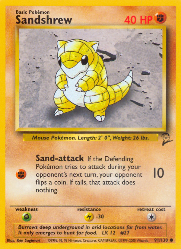 Sandshrew (91/130) [Base Set 2] | Good Games Cannington