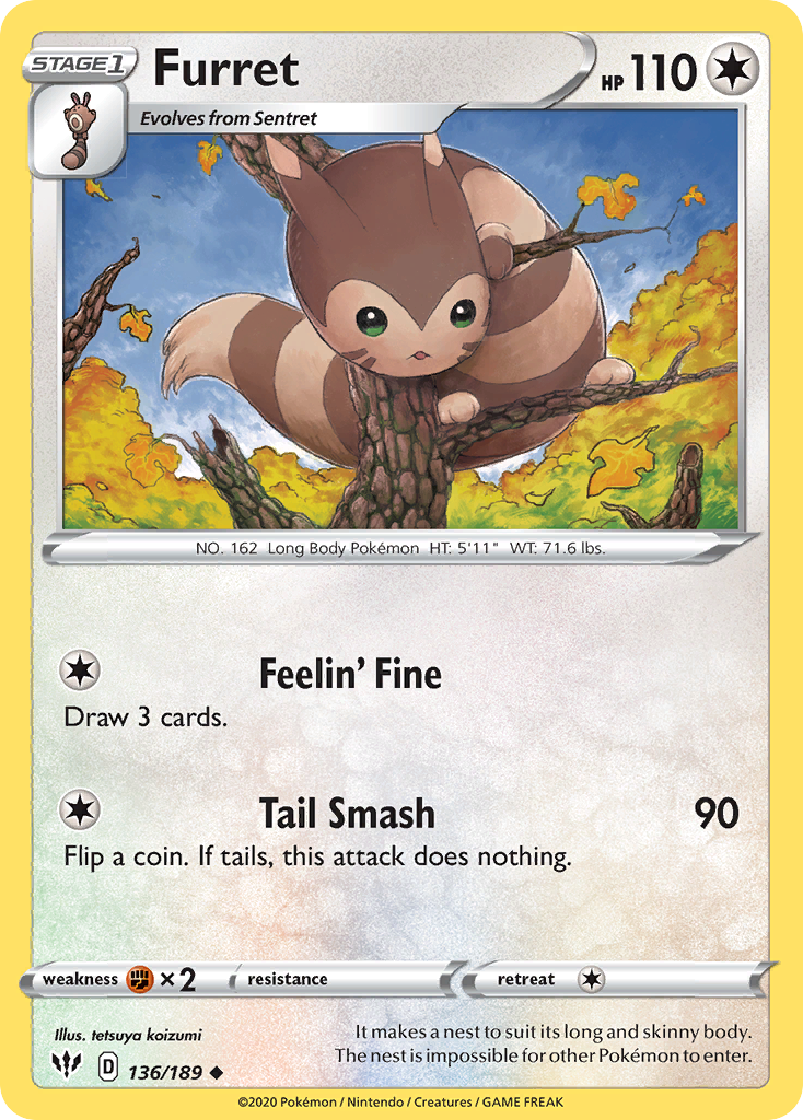 Furret (136/189) [Sword & Shield: Darkness Ablaze] | Good Games Cannington