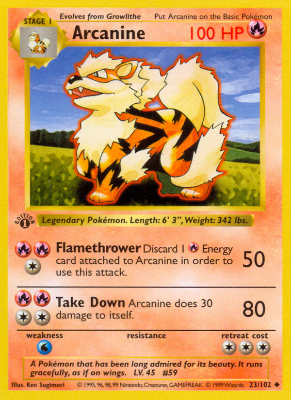 Arcanine (23/102) (Shadowless) [Base Set 1st Edition] | Good Games Cannington