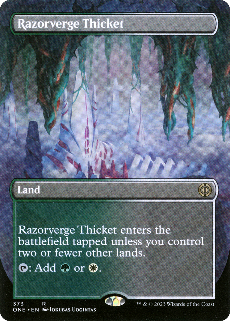 Razorverge Thicket (Borderless Alternate Art) [Phyrexia: All Will Be One] | Good Games Cannington