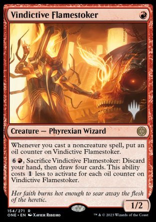 Vindictive Flamestoker (Promo Pack) [Phyrexia: All Will Be One Promos] | Good Games Cannington