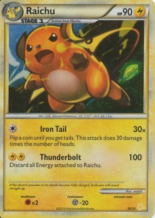 Raichu (30/30) [HeartGold & SoulSilver: Trainer Kit - Raichu] | Good Games Cannington