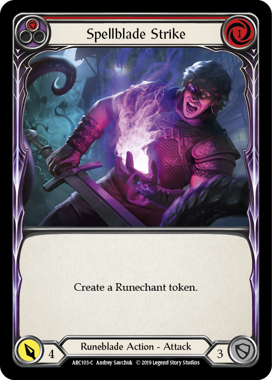 Spellblade Strike (Red) [ARC103-C] 1st Edition Rainbow Foil | Good Games Cannington