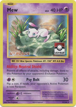 Mew (53/108) (League Promo 4th Place) [XY: Evolutions] | Good Games Cannington