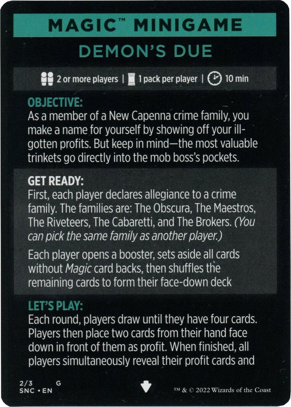 Demon's Due (Magic Minigame) [Streets of New Capenna Minigame] | Good Games Cannington