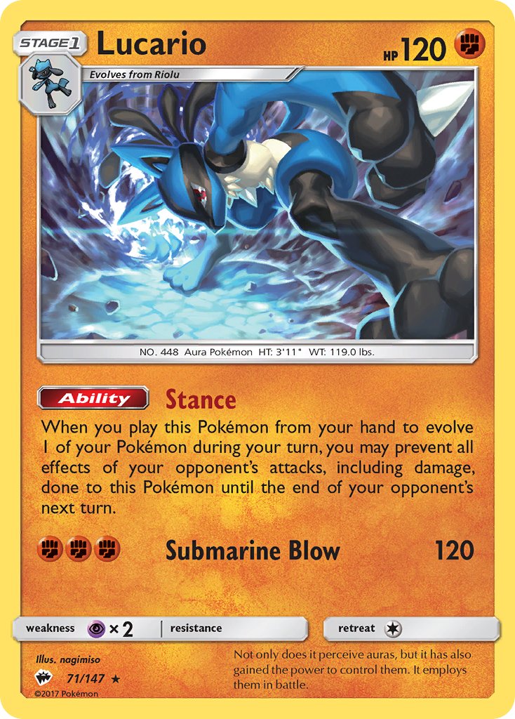Lucario (71/147) (Theme Deck Exclusive) [Sun & Moon: Burning Shadows] | Good Games Cannington