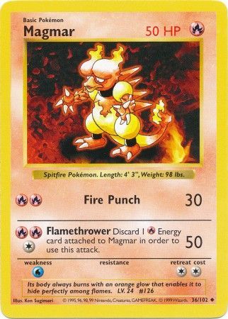 Magmar (36/102) [Base Set Shadowless Unlimited] | Good Games Cannington