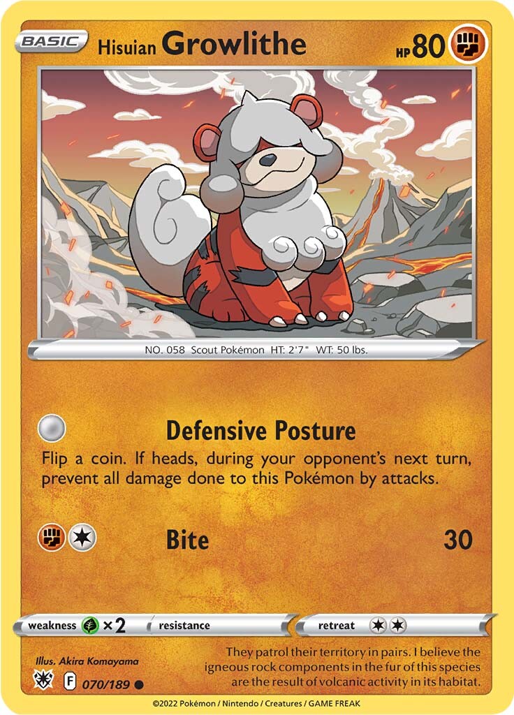 Hisuian Growlithe (070/189) [Sword & Shield: Astral Radiance] | Good Games Cannington