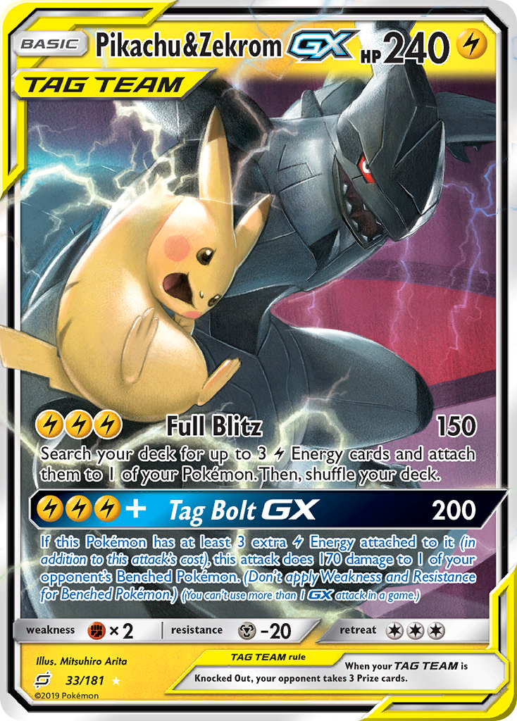 Pikachu & Zekrom GX (33/181) [Sun & Moon: Team Up] | Good Games Cannington