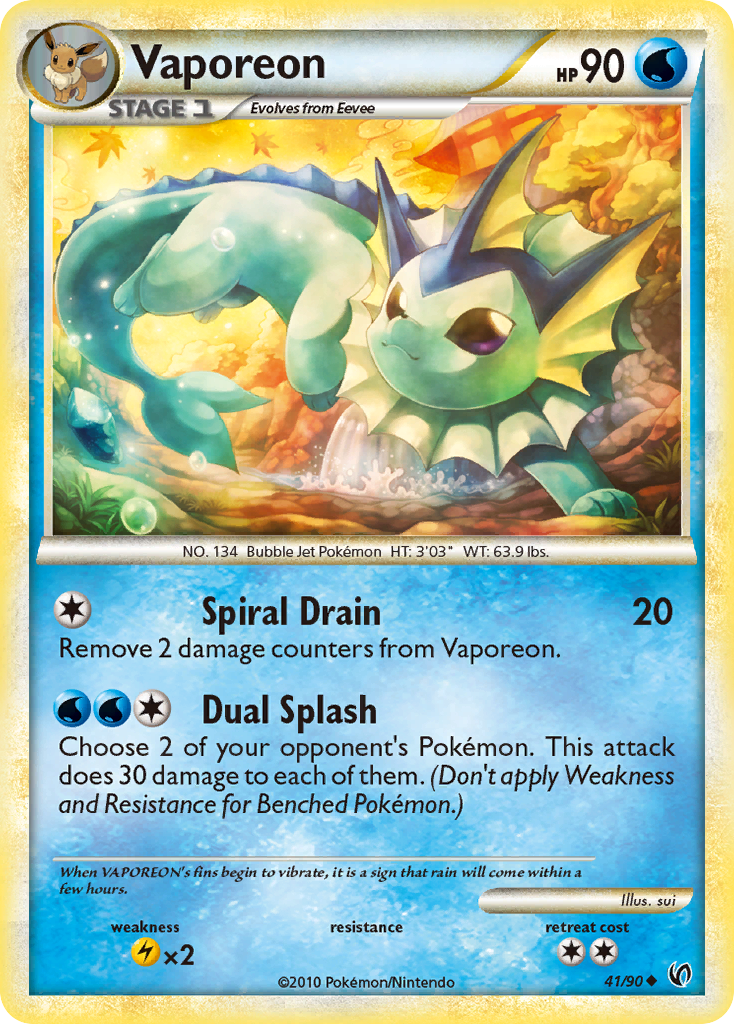 Vaporeon (41/90) [HeartGold & SoulSilver: Undaunted] | Good Games Cannington