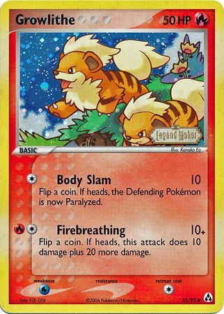 Growlithe (55/92) (Stamped) [EX: Legend Maker] | Good Games Cannington