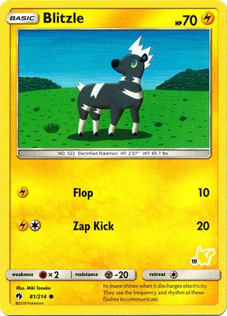 Blitzle (81/214) (Pikachu Stamp #19) [Battle Academy 2020] | Good Games Cannington