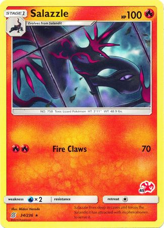 Salazzle (34/236) (Charizard Stamp #49) [Battle Academy 2020] | Good Games Cannington