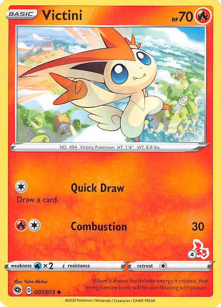 Victini (007/073) (Cinderace Stamp #4) [Battle Academy 2022] | Good Games Cannington