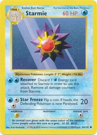 Starmie (64/102) [Base Set Shadowless Unlimited] | Good Games Cannington