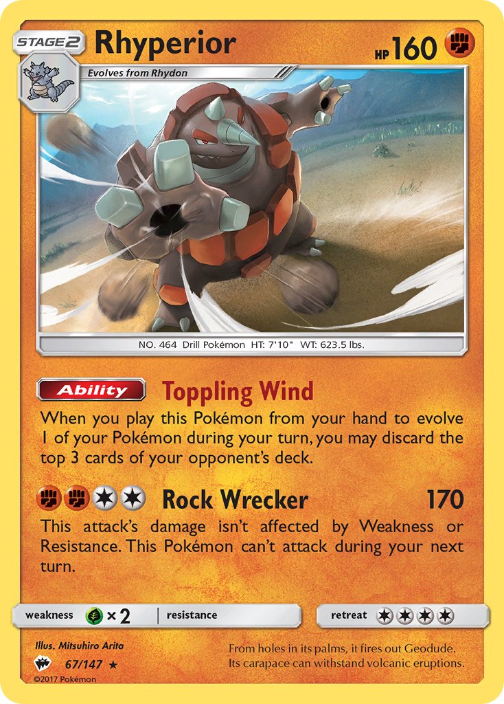 Rhyperior (67/147) (Theme Deck Exclusive) [Sun & Moon: Burning Shadows] | Good Games Cannington
