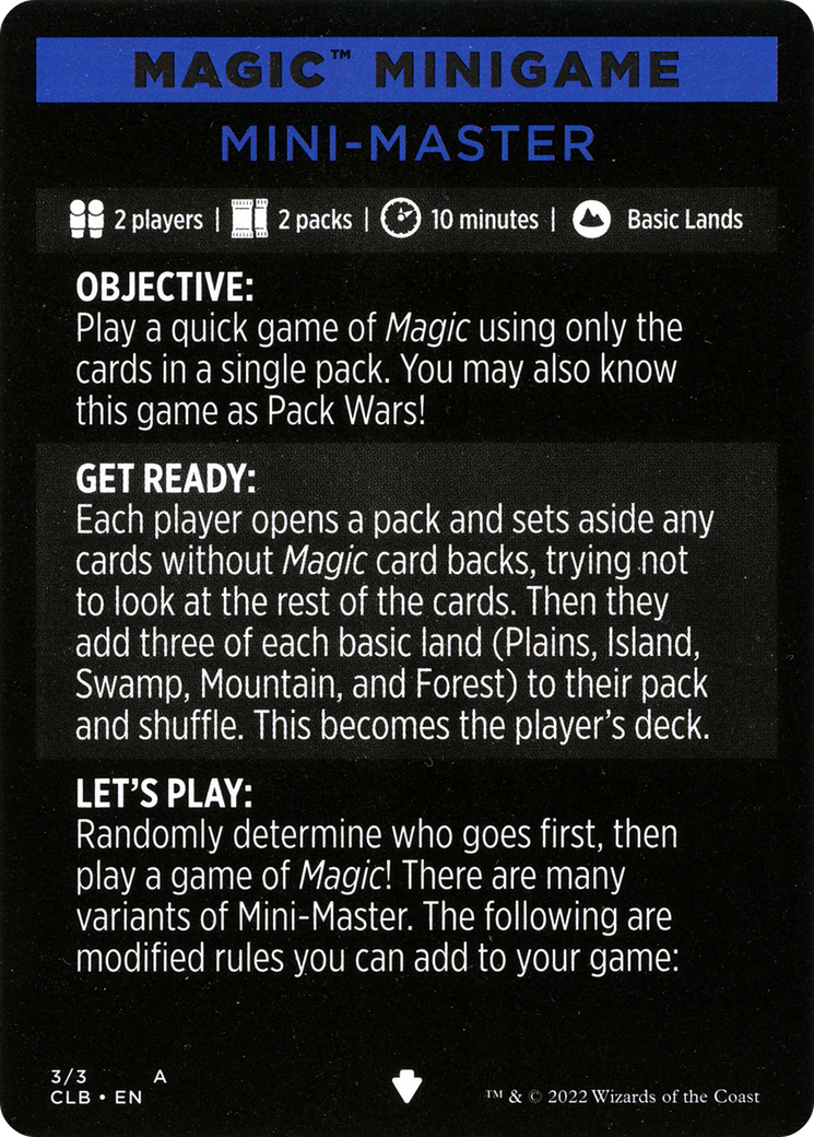 Mini-Master (Magic Minigame) [Commander Legends: Battle for Baldur's Gate Minigame] | Good Games Cannington