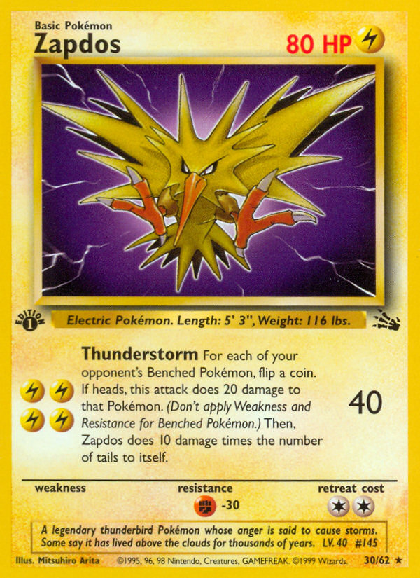 Zapdos (30/62) [Fossil 1st Edition] | Good Games Cannington