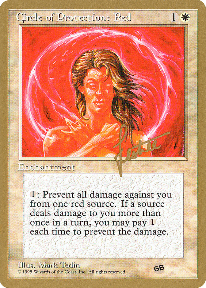 Circle of Protection: Red (Bertrand Lestree) (SB) (4ED) [Pro Tour Collector Set] | Good Games Cannington