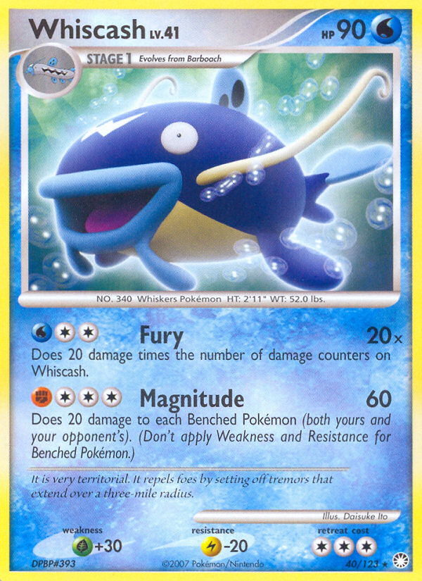 Whiscash (40/123) [Diamond & Pearl: Mysterious Treasures] | Good Games Cannington