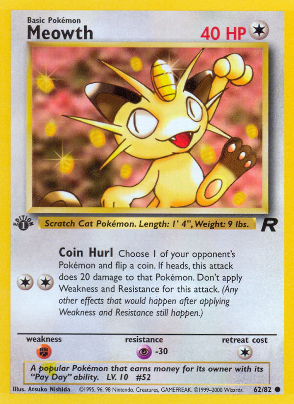 Meowth (62/82) [Team Rocket 1st Edition] | Good Games Cannington