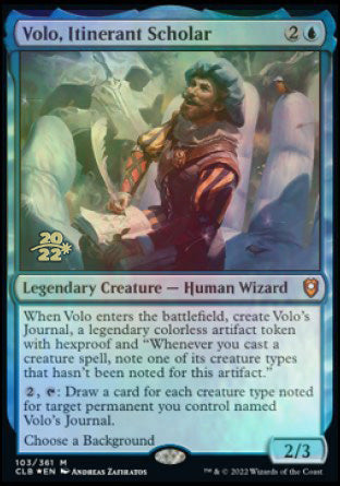 Volo, Itinerant Scholar [Commander Legends: Battle for Baldur's Gate Prerelease Promos] | Good Games Cannington