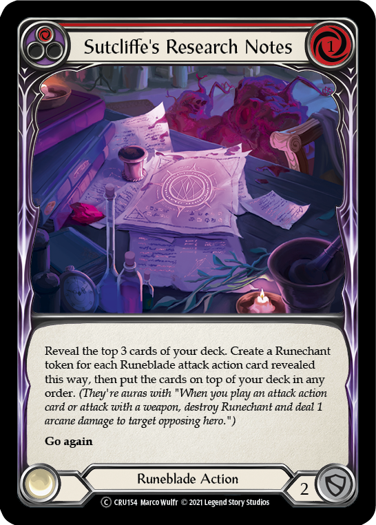 Sutcliffe's Research Notes (Red) [U-CRU154-RF] Unlimited Rainbow Foil | Good Games Cannington