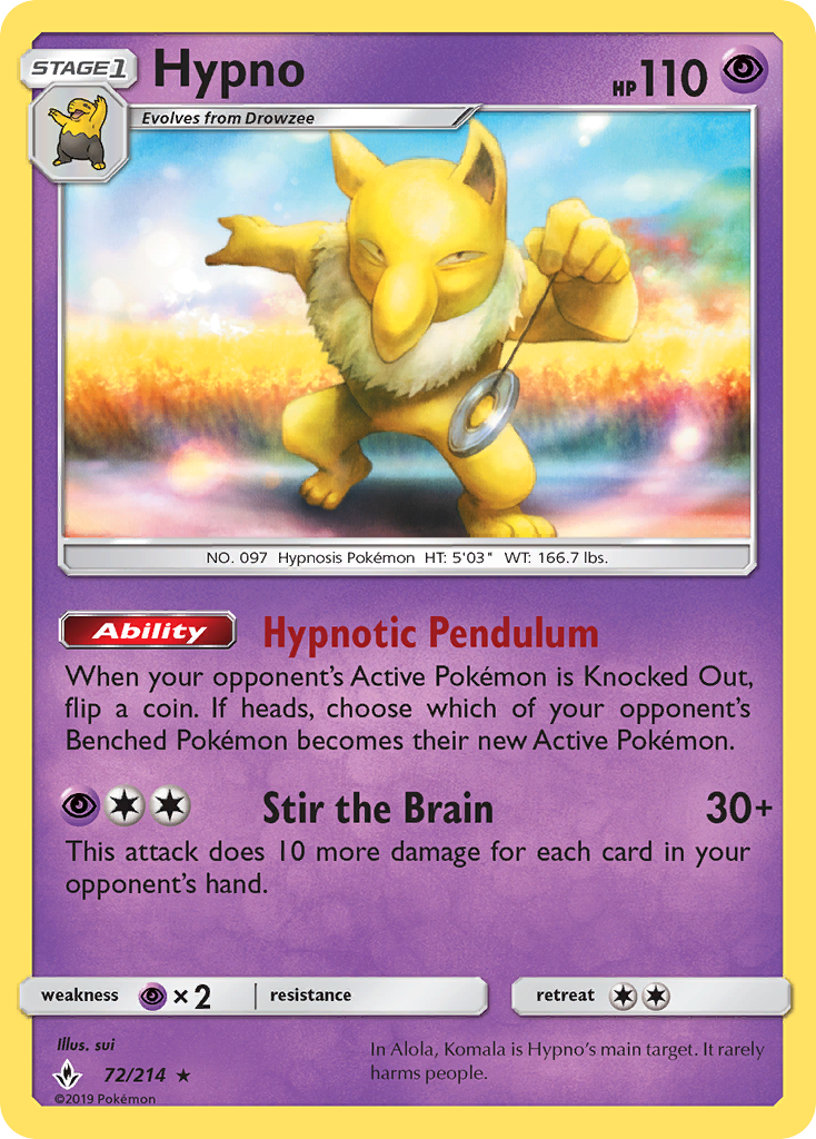 Hypno (72/214) [Sun & Moon: Unbroken Bonds] | Good Games Cannington