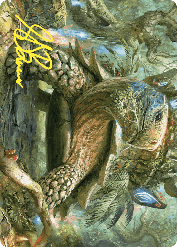 Blossoming Tortoise Art Card (Gold-Stamped Signature) [Wilds of Eldraine Art Series] | Good Games Cannington