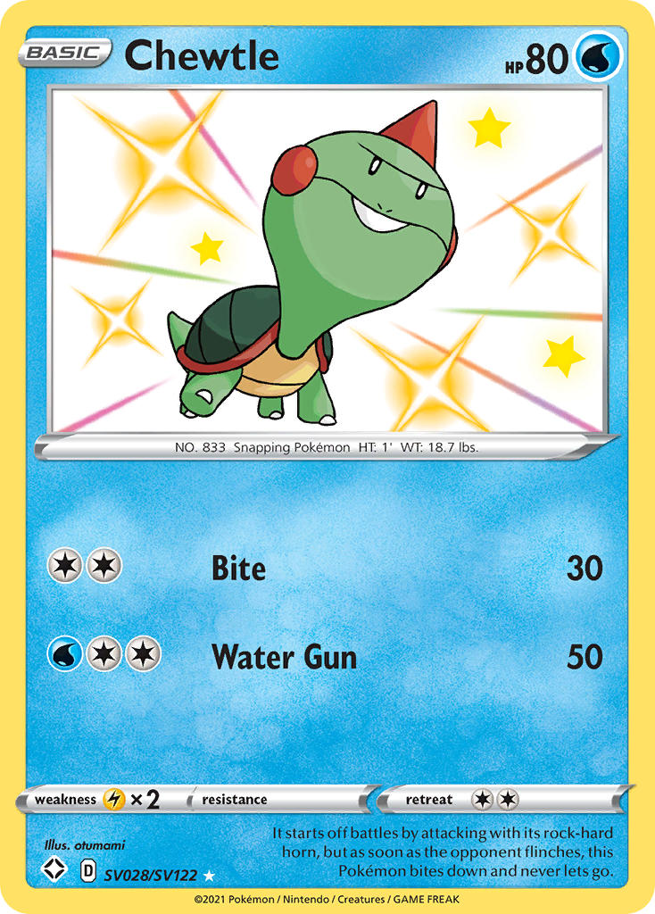 Chewtle (SV028/SV122) [Sword & Shield: Shining Fates] | Good Games Cannington