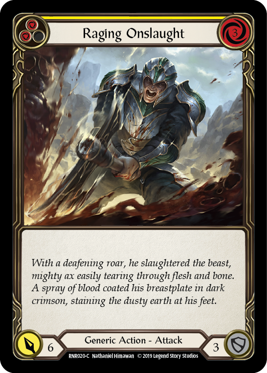 Raging Onslaught (Yellow) [RNR020-C] (Rhinar Hero Deck)  1st Edition Normal | Good Games Cannington
