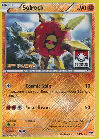 Solrock (64/146) (3rd Place League Challenge Promo) [XY: Base Set] | Good Games Cannington
