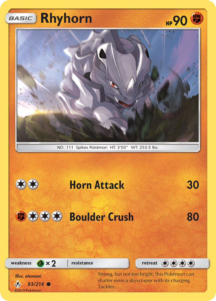 Rhyhorn (93/214) [Sun & Moon: Unbroken Bonds] | Good Games Cannington