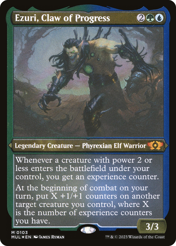 Ezuri, Claw of Progress (Foil Etched) [Multiverse Legends] | Good Games Cannington