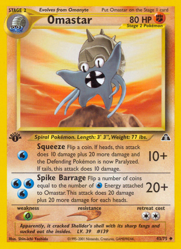 Omastar (43/75) [Neo Discovery 1st Edition] | Good Games Cannington