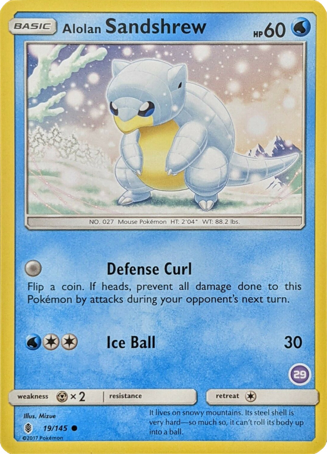 Alolan Sandshrew (19/145) (Deck Exclusive #29) [Sun & Moon: Trainer Kit - Alolan Sandslash] | Good Games Cannington